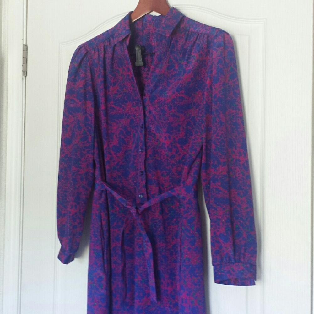Vintage 80s Purple and Pink Dress